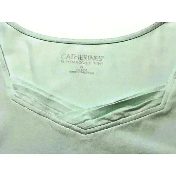 Catherines Supima Collection top 2X square neck short sleeve green flaw - Picture 4 of 9